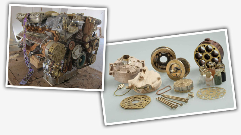 Illustration for article titled Artist Creates Mercedes V12 Out Of Bones, Fossils, Bronze, and More
